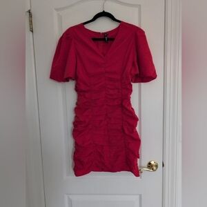 Elegant Red Ruched Dress